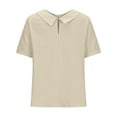 thumbnail image 3 of Ladies Tops And Blouses Loose Button Shirt Top Stand Solid Color Sleeve Collar Casual Shirt Shirt Womens Tops, 3 of 6