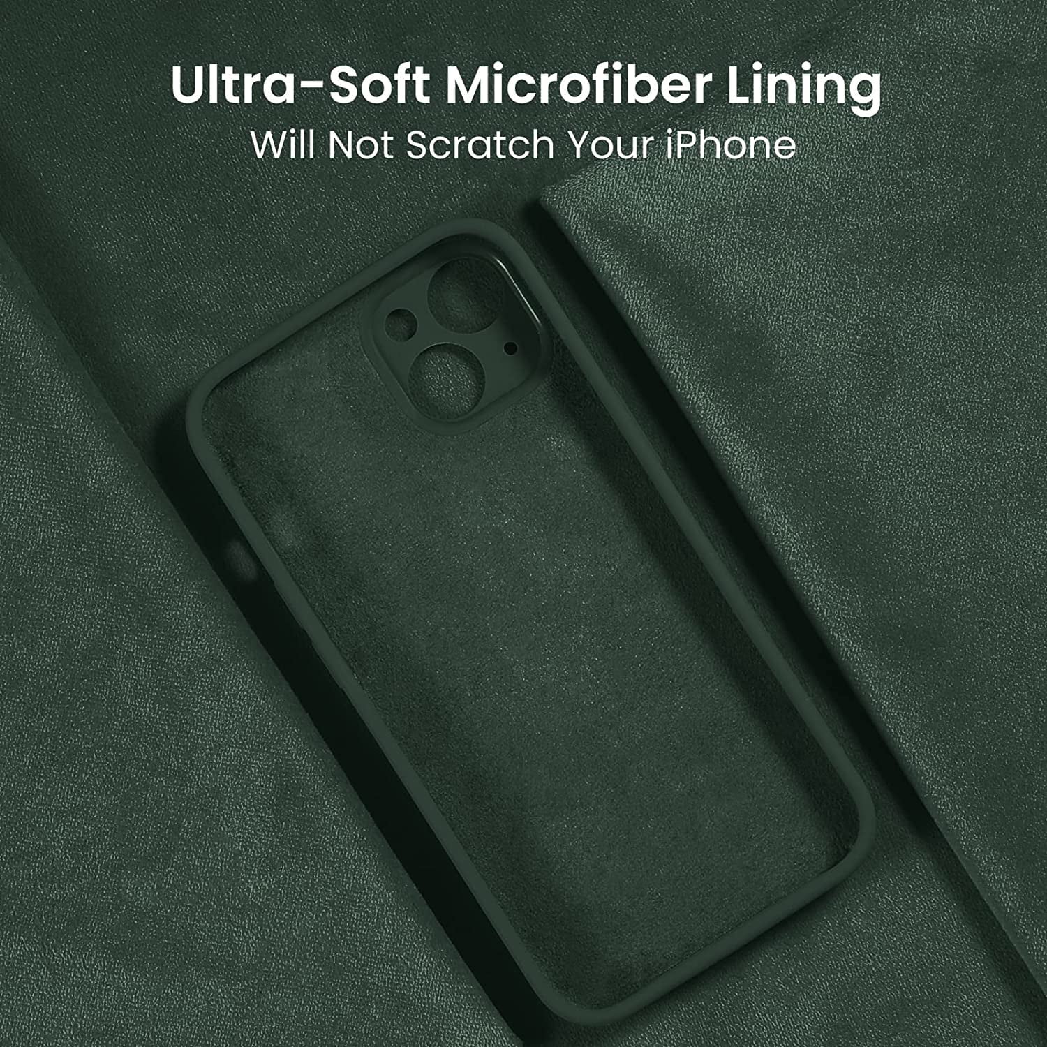 for iPhone 13 Case, Silicone Upgraded [Camera Protection] Phone Case with [2 Screen Protectors], Soft Anti-Scratch Microfiber Lining Inside, 6.1 inch, Alpine Green