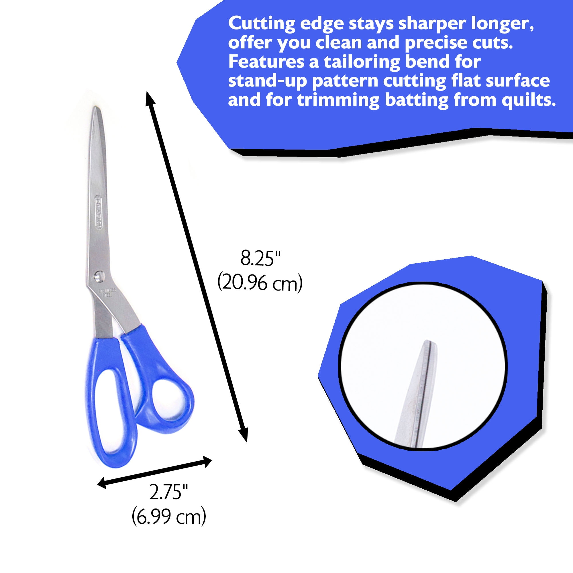 BAZIC 8" Bent Handle Stainless Steel Scissors, Sharp Scissor Blades, 24-Pack