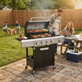 thumbnail image 3 of Highsound 4-Burner Propane Gas Grill with Side Burner, 51,000 BTU Outdoor Barbecue Grill, Stainless Steel BBQ Grill for Backyard Cooking, Black, 3 of 9