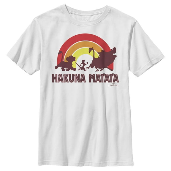 Boy's Lion King Hakuna Matata Rainbow Graphic Tee White X Large