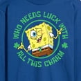 thumbnail image 3 of SpongeBob SquarePants - Who Needs Luck With This Charm - Men's Long Sleeve T-Shirt, 3 of 6