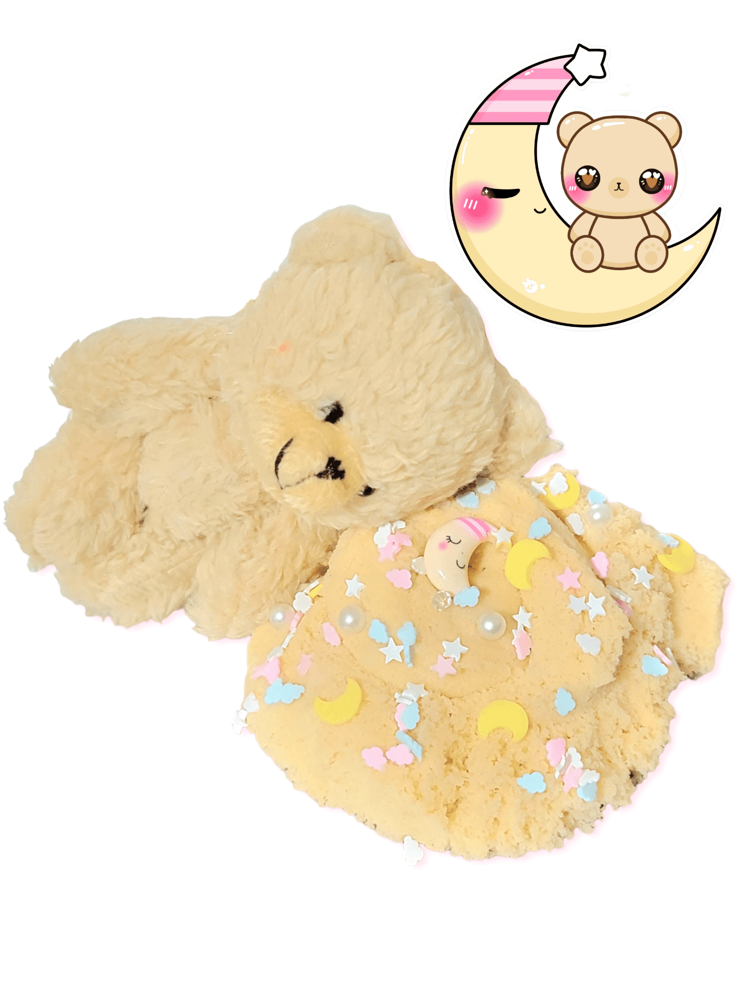 Beary Sleepy Cloud Slime Bundle with Plushie, Fresh Linen Scent, Stress Relief Sensory Toy 8oz Hoshimi Slimes