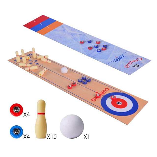 Juego de mesa 3 en 1 para rizar, bolos, juego de mesa de tejo, juegos familiares para fiesta en casa, regalo para niños y adultos