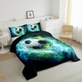 thumbnail image 4 of Manfei 3D Cartoon Football Bedding Comforter Set for Teens, Neon Cyan Soccer Twin Comforter Sets, Modern Sport Lover Reversible Bedding Set, Breathable Home Decor, 2 Pieces, 4 of 9