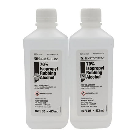 Henry Schein 70% Isopropyl Rubbing Alcohol - First Aid Antiseptic, 16 fl oz (Pack of 2)