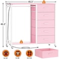 thumbnail image 7 of Aheaplus Dresser for Bedroom with Clothes Rack, 5 Drawers Dresser with Charging Station & LED Lights, Storage Chest of Drawers with Wheels, Wooden Top, Lockable Wheels, Bedroom, Closet, Pink, 7 of 7
