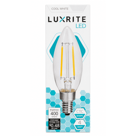 Luxrite LR21576 LED 4W Cool White B11 Candelabra Light Bulb