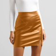thumbnail image 2 of Wxolcjlv Womens Leather Mini Skirt High Waist Side Slit Slim Fit Skirts, 2 of 5