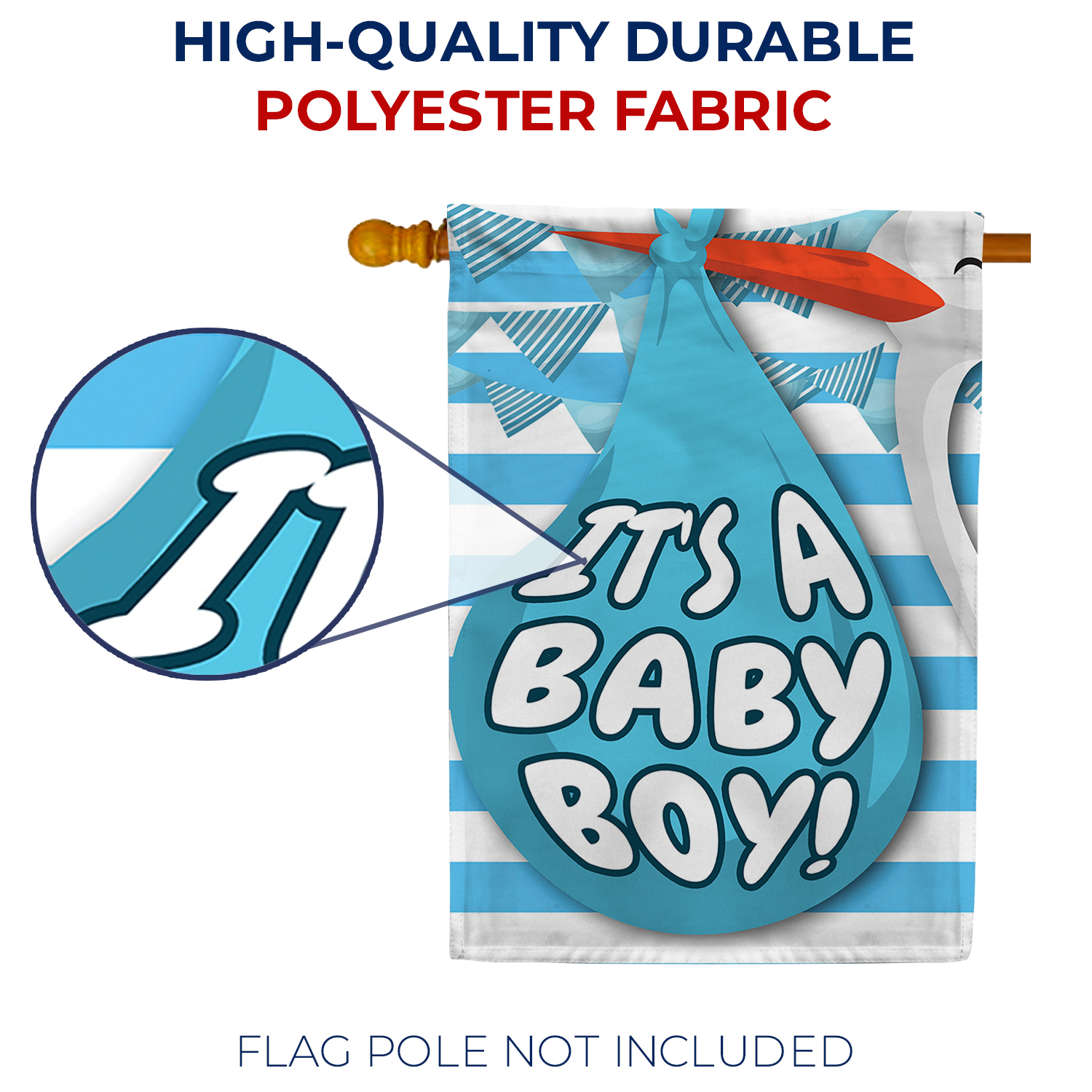 America Forever It's A Baby Boy House Flag, 28 x 40 inch Double Sided, Baby Boy Announcement Banner, Baby Shower Decoration, Blue Bib Welcome Baby Outdoor Decor, Newborn Celebration Yard Flag