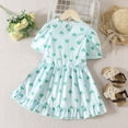 thumbnail image 1 of Vedolay Princess Dress Girls Casual Dress for School Cute Swing Playwear Sundress Twirling Tiered Princess Midi Dresses,Green 4-5 Years, 1 of 5