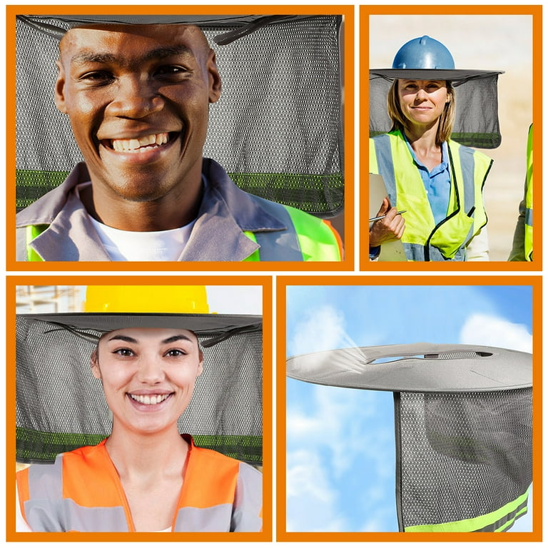 GOOHOCHY 2-Pack Hard Hat Sun Shade Visor - Full Brim Straw For Construction, Outdoor Work | Breathable Sun Protection