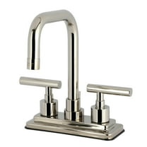 Kingston Brass KS6646CML Manhattan Double-Handle 4" Centerset Bathroom Faucet with Brass Pop-Up, Polished Nickel