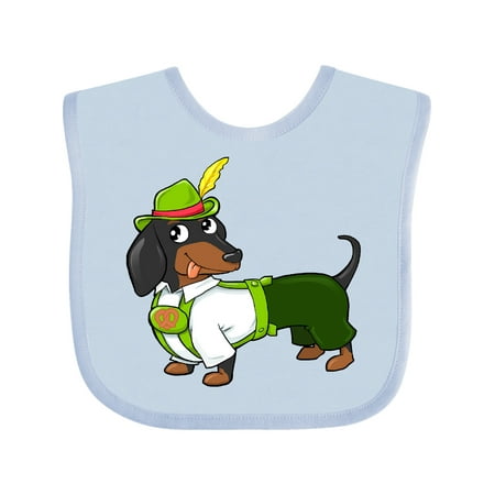 

Inktastic Cute black and brown dachshund in traditional German costume Gift Baby Boy or Baby Girl Bib
