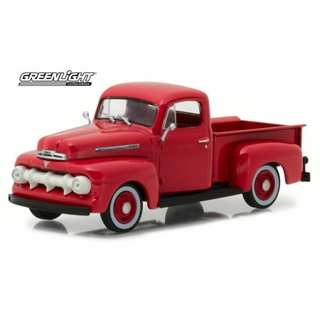 1951 Ford F-1 Pickup Truck, Coral Red Flame - Greenlight 86316 - 1/43 Scale Diecast Model Toy Car