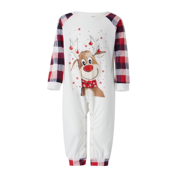 Disfraz Premium Conjunto de ropa de dormir con estampado de alce informal con pantalones superiores de manga larga para la familia (bebé de 12 a 18 meses) Ygjytge Blanco T 12/18 M Única para Unisex