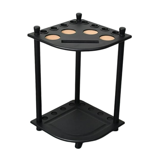 Soporte para caña de billar independiente de 8 agujeros con soporte para bebidas y soporte para bolas de billar Negro