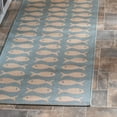 thumbnail image 4 of SAFAVIEH Courtyard Tranter Fishes Indoor/Outdoor Runner Rug, Aqua/Beige, 2'3" x 10', 4 of 6