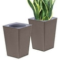 thumbnail image 4 of Modern Large Self Watering Planter for Indoor Plants, Lightweight Fiberglass Pot with Drainage Holes, for Home, Front Porch, Patio, and Garden - Bronze, 4 of 4