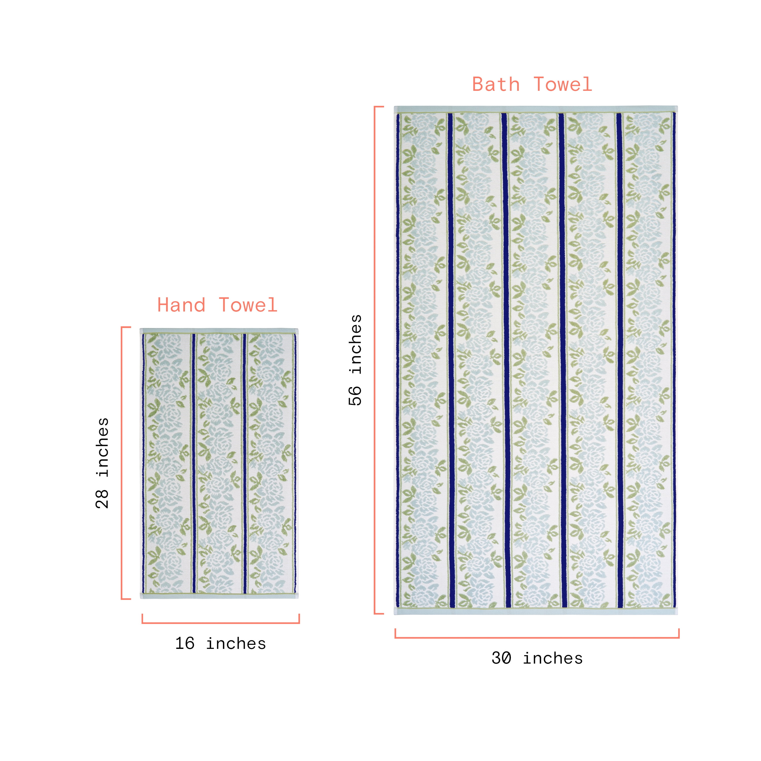 Beautiful by Drew Barrymore 4-Piece Wallpaper Bath Towel Set, Soft 100% Cotton, Hydrangea