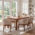 thumbnail image 3 of Guyou Modern Upholstered Dining Chairs Set of 4, Farmhouse Linen Kitchen & Dining Room Chairs with Armrests, 18" W Wooden Barrel Accent Chair Armchair for Dining Room Living Room Bedroom, Beige, 3 of 13