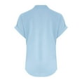 thumbnail image 5 of Short Sleeve Shirts for Women,Summer Button Tunic Tops V Neck Casual Shirt Solid Loose Fit Blouses 2026 Sky Blue L, 5 of 6