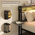 thumbnail image 3 of Bestier Queen Size Platform Bed Frame with Wood Foldable Bedside Shelves and LED Storage Headboard Charge Station, Gray, 3 of 10