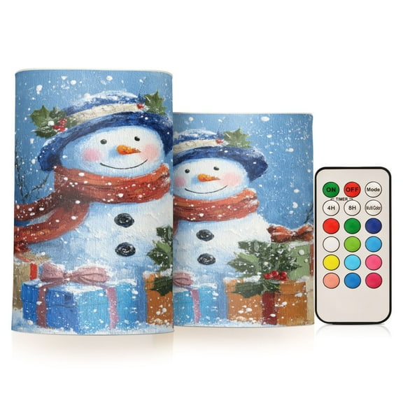 Electronic Candle Light Combination 3x5In, 3x4In Flameless Candle Plastic Festive Decoration Party Christmas Decoration Beautiful Christmas Snowman