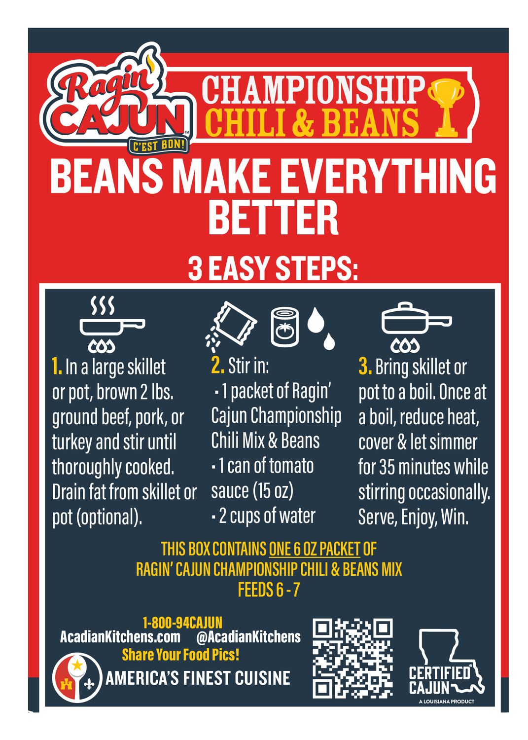(2 pack) Ragin' Cajun Championship Chili With Beans MIx