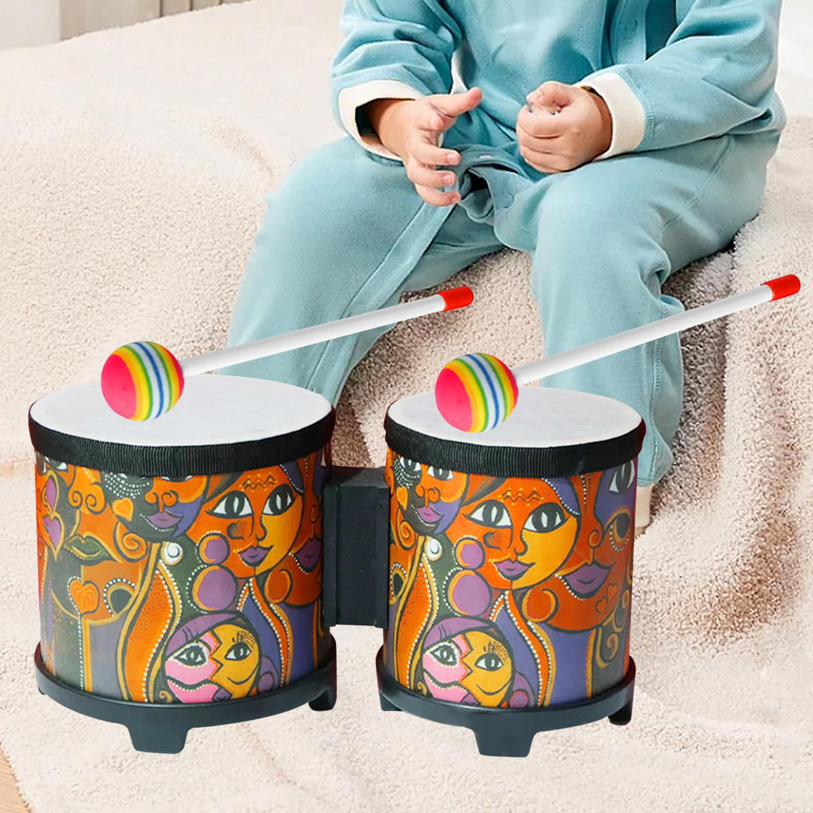 JWQFBC 5'' and 6'' Bongo Drum Set African Hand Drum Educational Toy Music Enlightenment Face