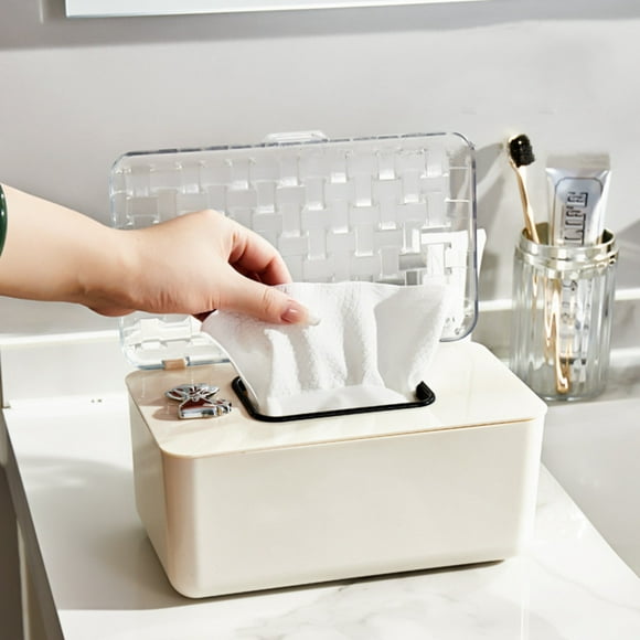 Fesfesfes Tissue Box Household Living Room Coffee Table Drawer Box Transparent Restaurant Bathroom Wall Mounted Non Perforated Organizer Holds Tissues