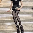 thumbnail image 4 of Collants Résille Gothique pour Femmes Lolita Velours Doux Bowknot Creux Trous Collants, 4 of 4