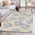 thumbnail image 5 of Area Rug 48×72in, Watercolor Blue Herb Leaves Floor Carpet Living Room Rug, Country Vintage Linen Non-Slip Welcome Mat Indoor Rugs for Bedroom Dining Room, 5 of 9