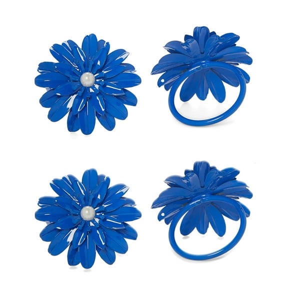 Classy R Us LLC VIBHSA Flower Napkin Rings Set of 8 (Blue Pearl)