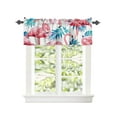 thumbnail image 2 of Kitchen Cafe Valance Curtain for Small Windows,Tropical Pink Flamingo and Blue Teal Plant Leaves Rod Pocket Short Valances Rustic White Window Treatment Panel for Living Room/Bedroom/Bathroom,42x18in, 2 of 7