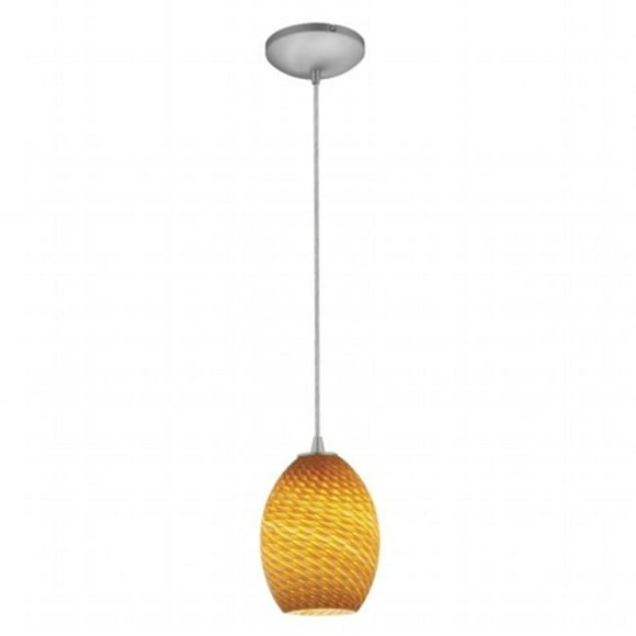 Accesslighting 28023-4C-BS-AMBFB Pendentif en Verre Ambre avec Cordon FireBird, Acier Brossé
