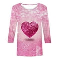 thumbnail image 4 of BLVB Valentines Day Shirts Women Heart Graphic Valentines Day T Shirts 3/4 Sleeve Casual Crewneck Tops Blouses, 4 of 4