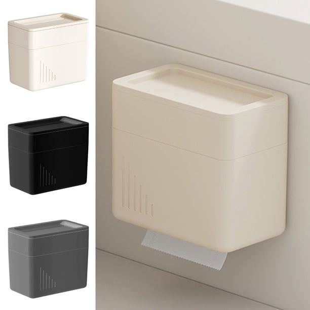 Organizador de Plástico para Caja de Pañuelos, Ideal para Cocina, Baño, Tocador, Dormitorio y Mesas (Negro, Gris y Beige), 20 X 19,5 X 12 Cm. Fácil de Rellenar, Duradero y Multiusos.