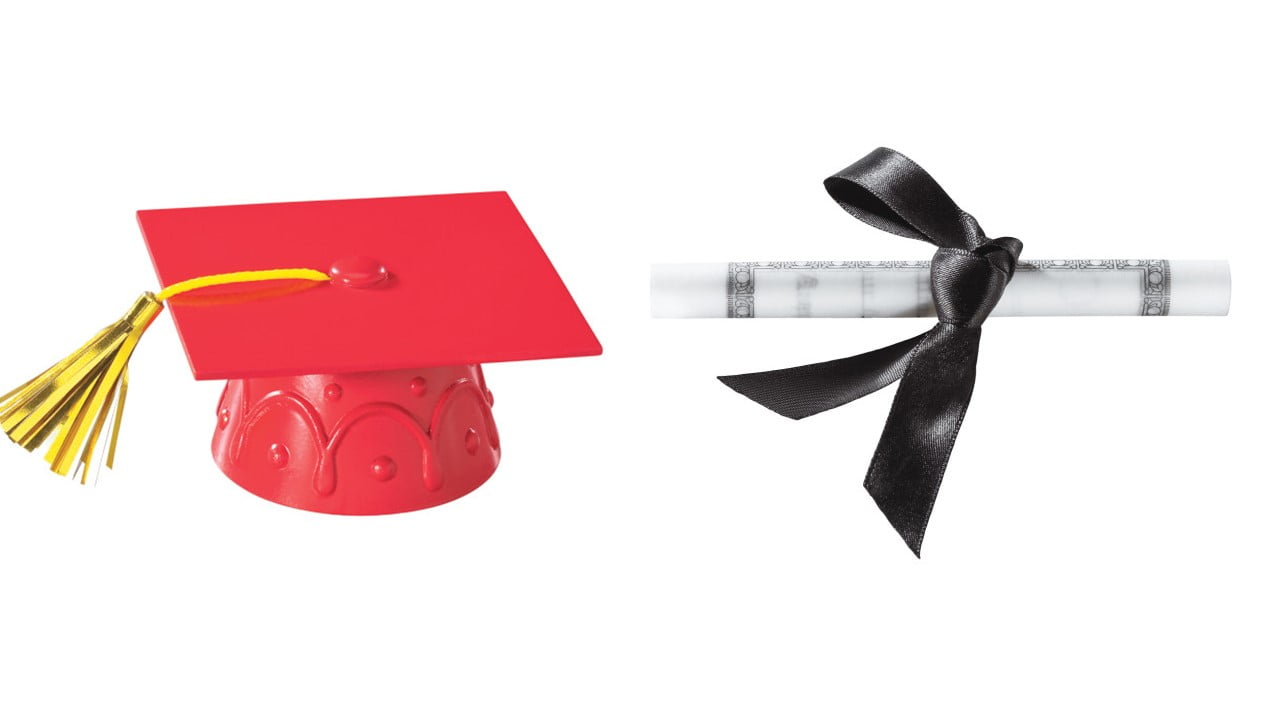 Red Graduation Cap Cake Topper with Large Diploma Cake Topper - National Cake Supply