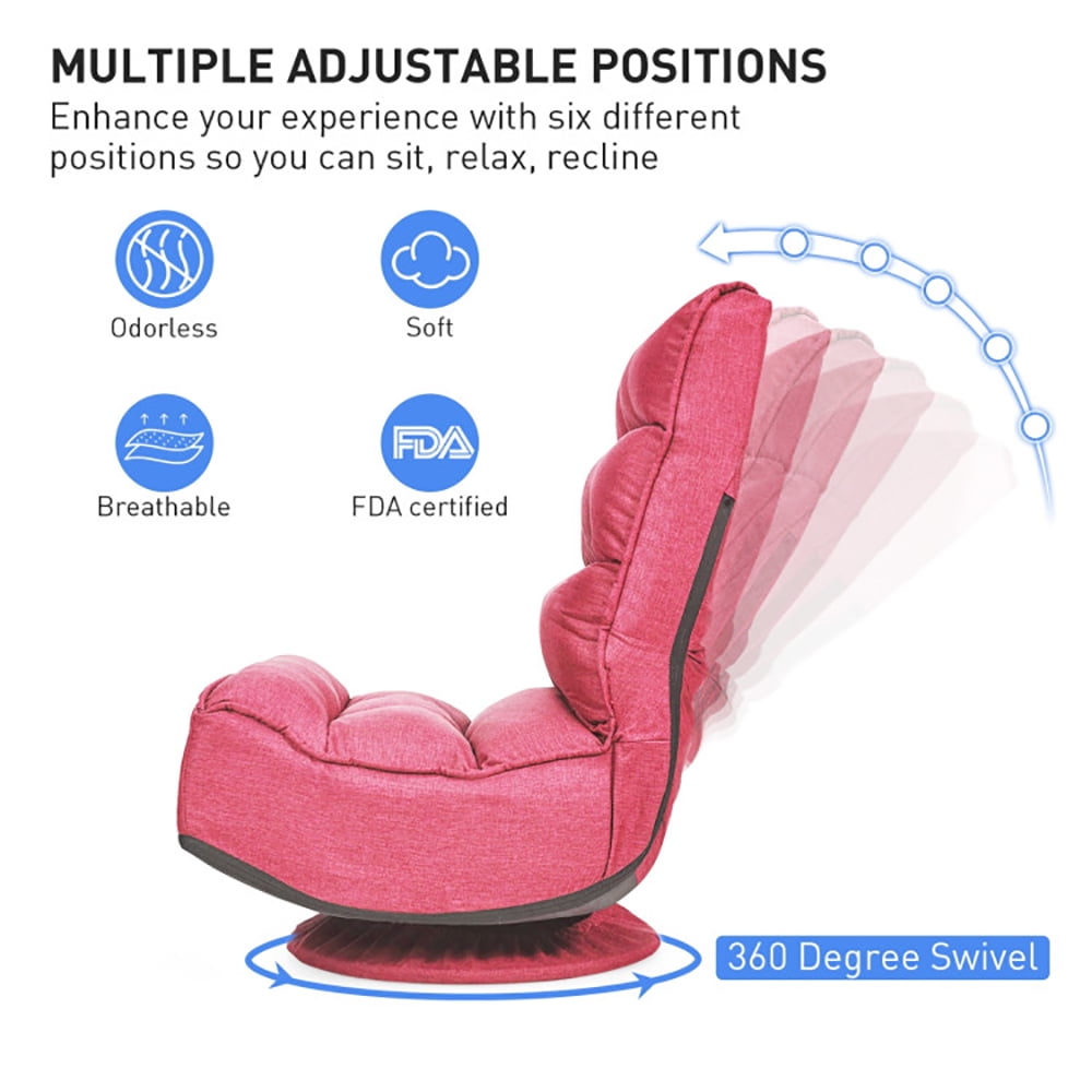 Finihen 360 Degree Swivel Floor Chair, 5-Position Folding Floor Gaming Chair, Lazy Lounge Chair for Relaxing Reading Gaming TV Watching, Pink Finihen 360 Degree Swivel Floor Chair, 5-Position Folding Floor Gaming Chair, Lazy Lounge Chair for Relaxing Reading Gaming TV Watching, Pink