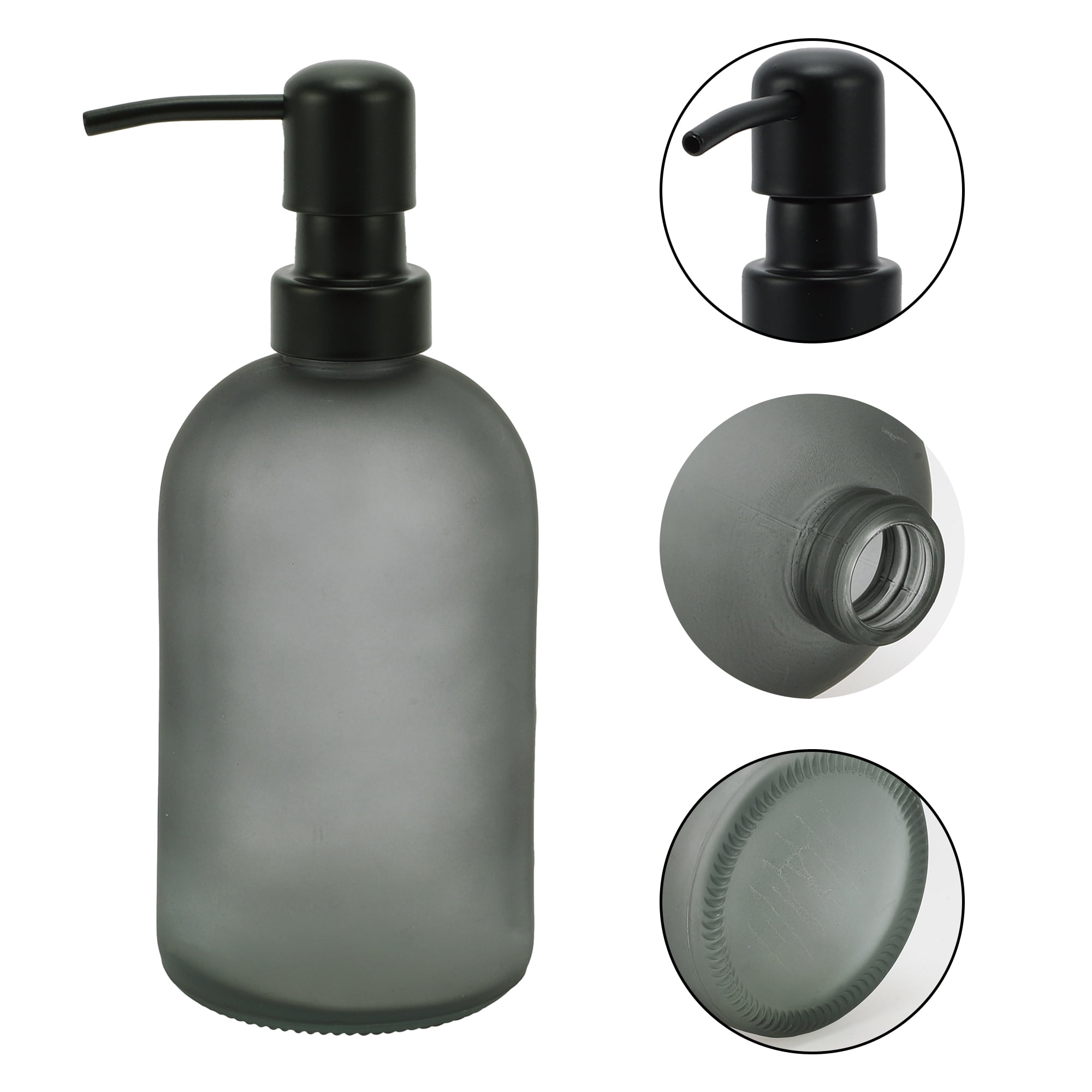 Unique Bargains 1 Pc Simple Cylindrical Soap Pump Dispenser for Bathroom Hotel 400ml Gray Black