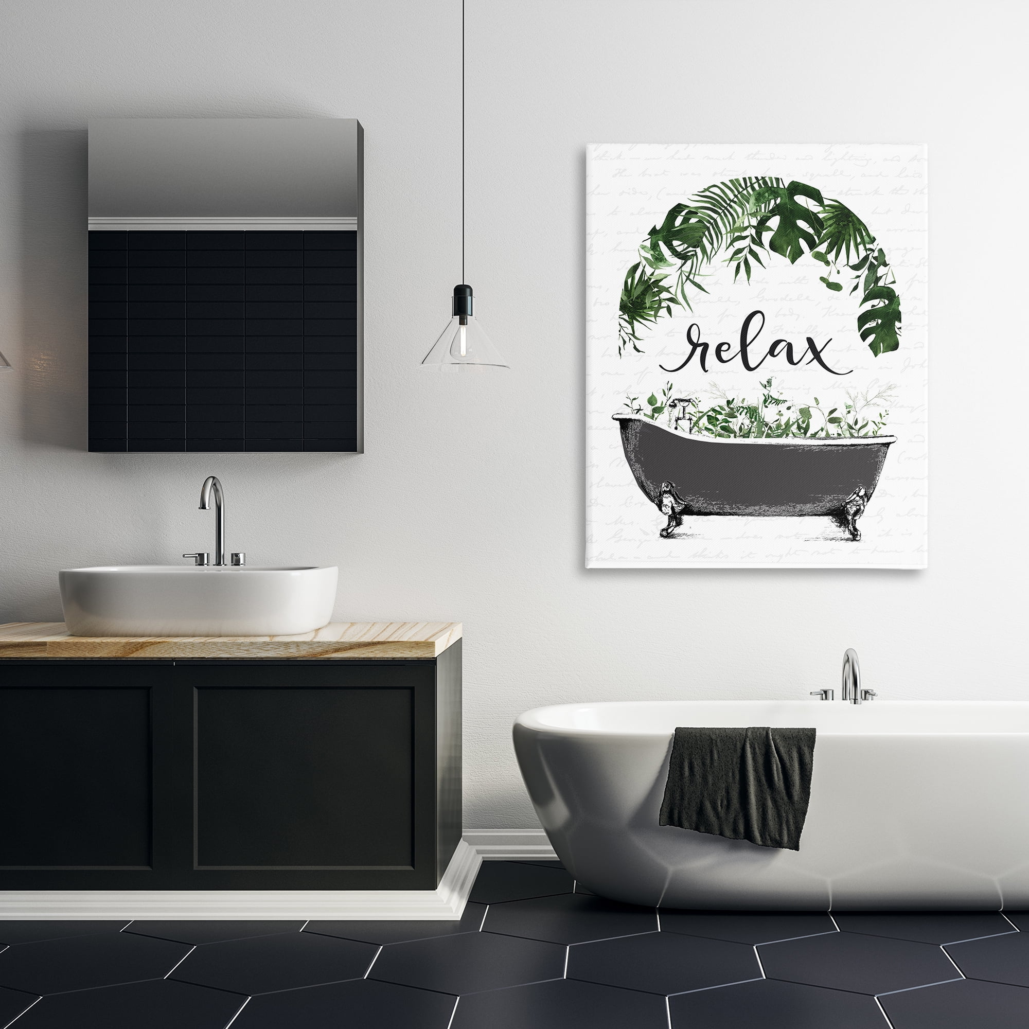 Tropical Bath Relax Canvas Wall Art, design by Lettered and Lined