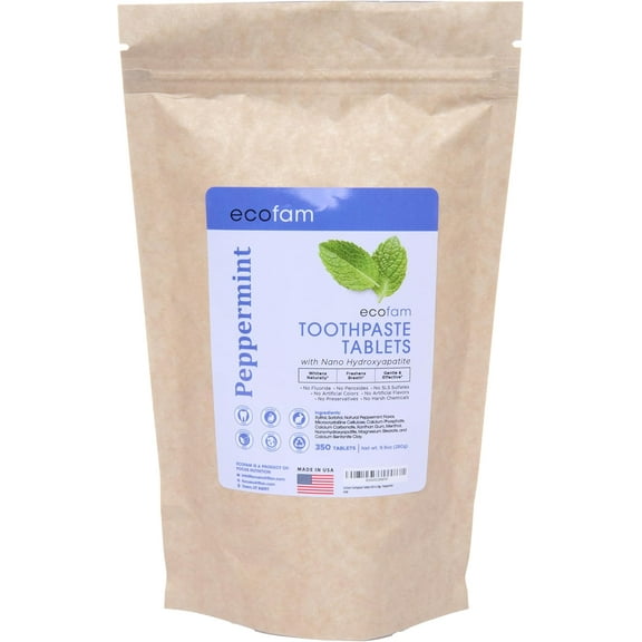 Toothpaste Tablets Peppermint | Nano Hydroxyapatite Toothpaste Tablets Chewable | Fluoride Free l 350 Tabs