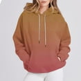 thumbnail image 2 of Fall Hoodies for Womens Fashion Gradient Color Sweatshirts Casual Loose Outdoor Hooded Jackets Round Neck Long Sleeve Hoody Sweatshirt Pullover Winter Outwears Plus Size with Pocket, 2 of 8