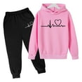 thumbnail image 5 of Teen Girls Boys Sweatsuit Set,2PC Long Sleeve Pink Hooded Sweatshirt and Active Jogger Pants Fall Winter Clothes Girls Clothing Size 12-13 Years Cute&nbsp;Boys Girls&nbsp;Clothing, 5 of 6