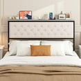 thumbnail image 3 of ARICOEASY Queen Size Storage Headboard with Charging Station, Upholstered Button Tufted Headboard, Easy Assembly, Beige, 3 of 9