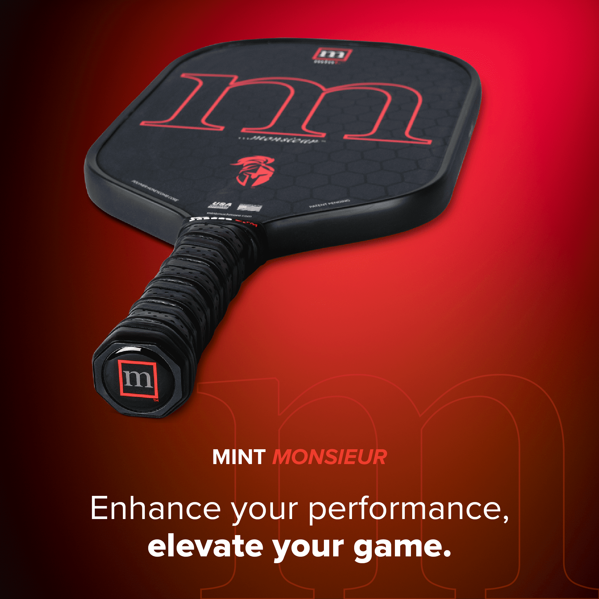 Mint Sport Monsieur Pickleball Paddle – T700 Carbon Fiber Pickleball Paddle with 16mm Polypropylene Core, Textured Spin Surface, TPE Edge Guard, USAPA Approved for Competitive Play