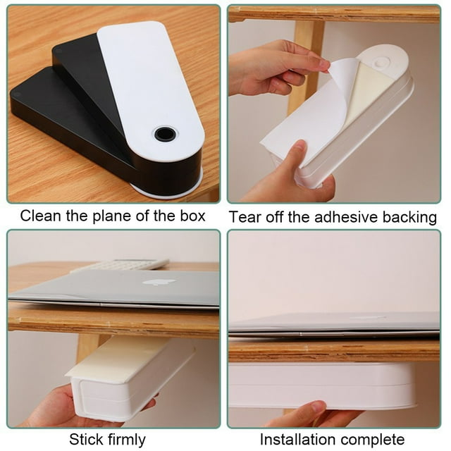 Self-adhesive Punch-free Under Desk Drawer Layers Student Stationery Rotating Double Layers Storage Box Multi-purpose Organizer Table Jewelry Drawers School White
