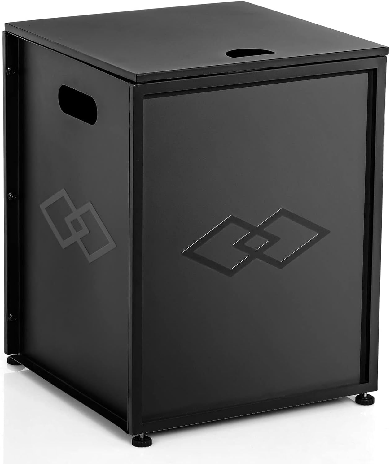 Lumiparty 16 in Propane Metal Tank Cover Table for Gas Fire Pits, Hides Any Standard 20 LB Propane Tanks, Hideaway Table with Side Handles, Black