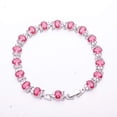 thumbnail image 2 of Pink Rubellite Tourmaline & CZ 925 Sterling Silver Tennis Bracelet 7.99" B73626, New Year Sale, Valentin's Day Gift, 2 of 4
